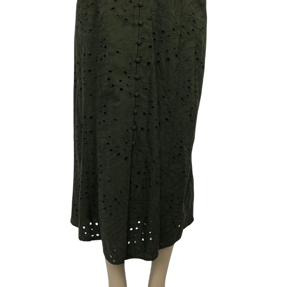 NWT H&M Eyelet Lace Puff Sleeve Midi Dress XL Boho Peasant Cottagecore Cowgirl - Picture 8 of 16
